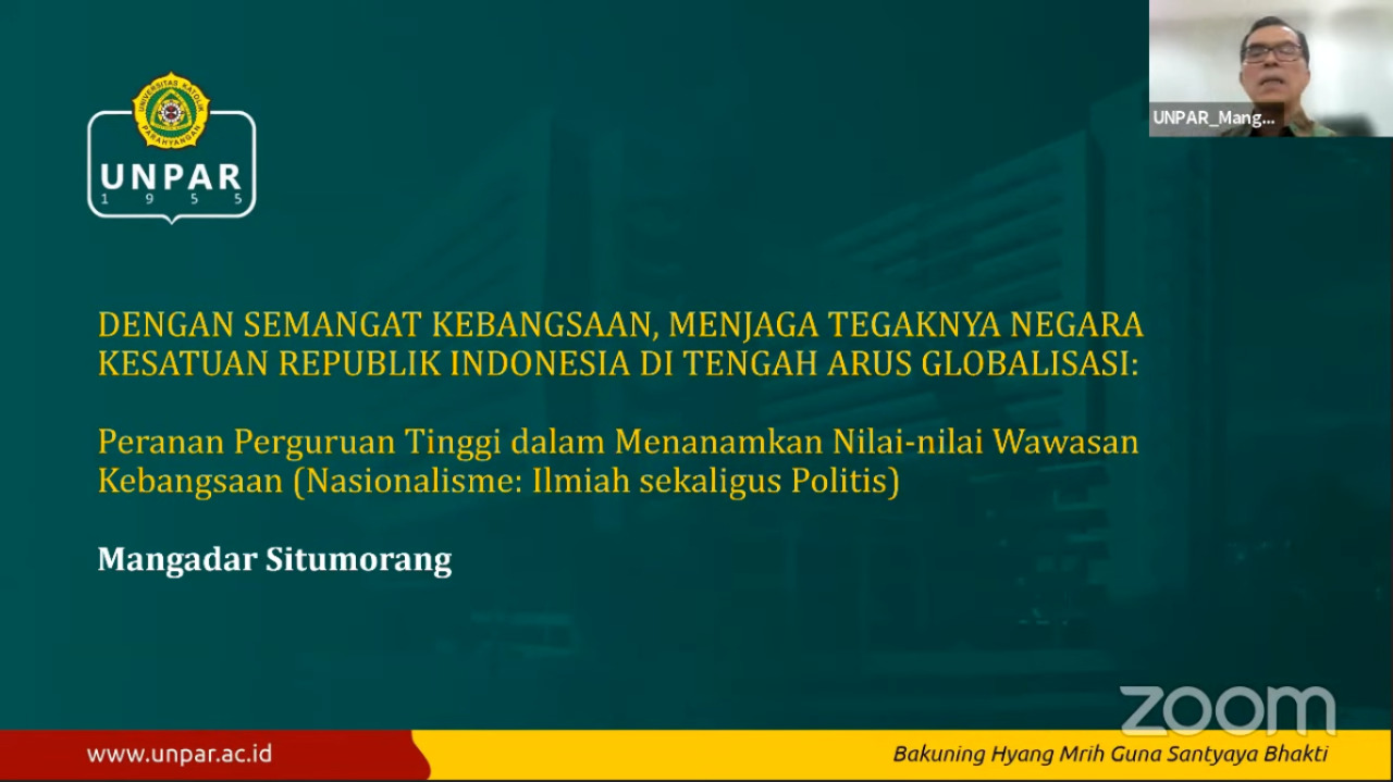 Rektor UNPAR: Memahami Urgensi Pemetaan Potensi Ancaman dan Tantangan dalam Merawat Kebangsaan