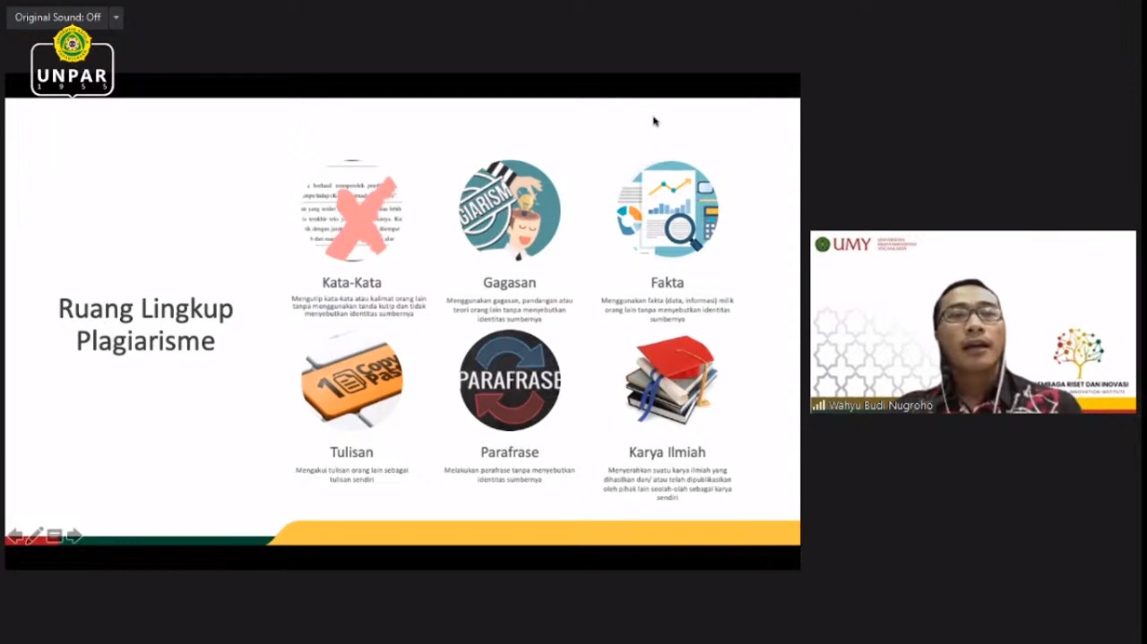 Workshop Anti Plagiarisme UNPAR Ruang Lingkup