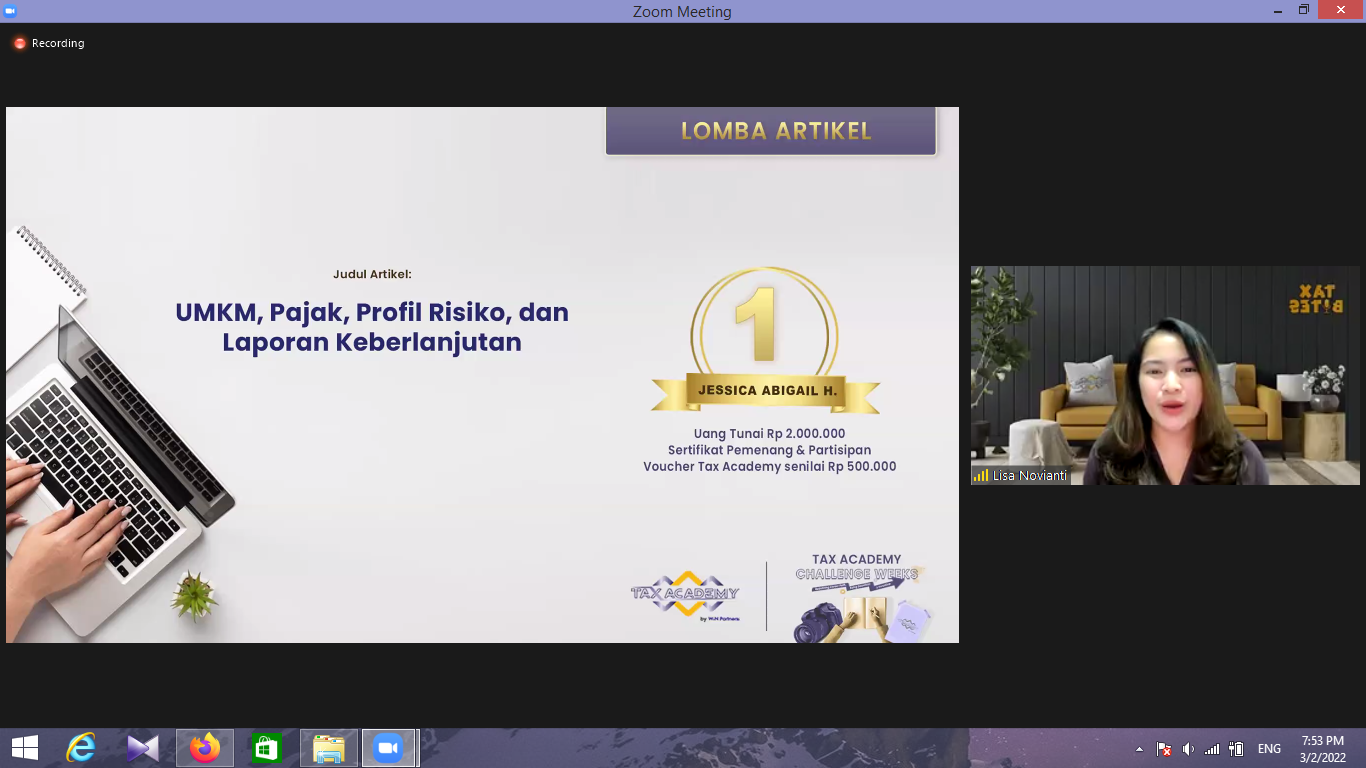 Foto 2- Prestasi Lomba Mahasiswa Akuntansi UNPAR Tax Academy